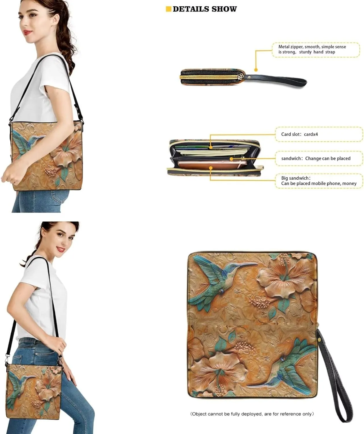 Lotusorchid Leather Crossbody Bucket Handbag for Women Hobo Bag with Wallet Set Shoulder Tote Handbag Gift for Mom Wife