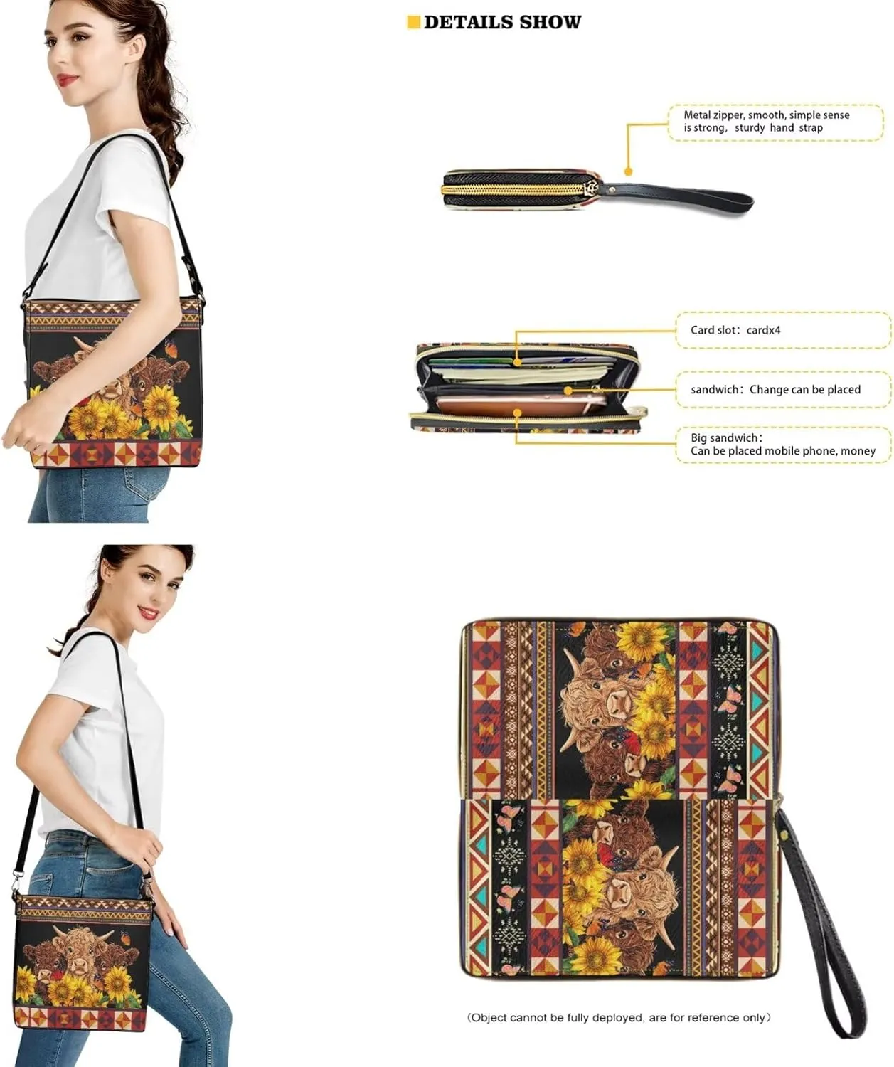 Lotusorchid Leather Crossbody Bucket Handbag for Women Hobo Bag with Wallet Set Shoulder Tote Handbag Gift for Mom Wife