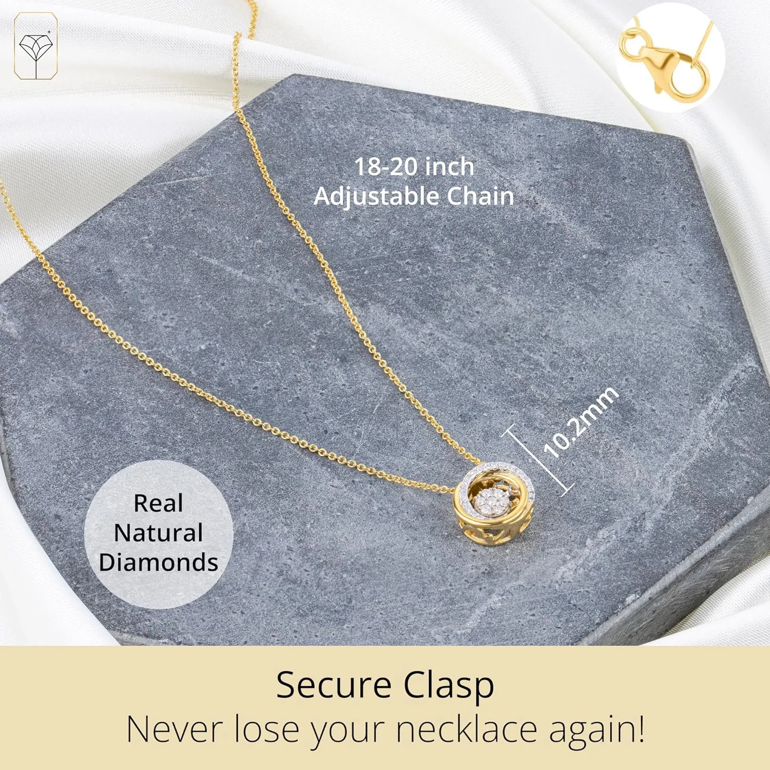 MAX   STONE Dancing Diamond Necklace for Women | Sterling Silver Pendant With 18 Inch Chain | Real Diamond Jewelry