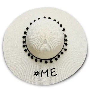 #me print Floppy Beach Hat - Black Pompoms