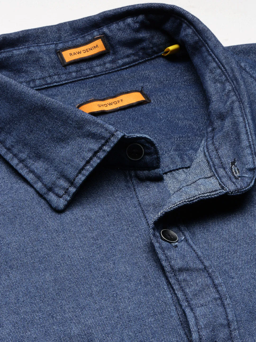 Men Navy Blue Comfort Spread Collar Denim Oversized Casual Shirt