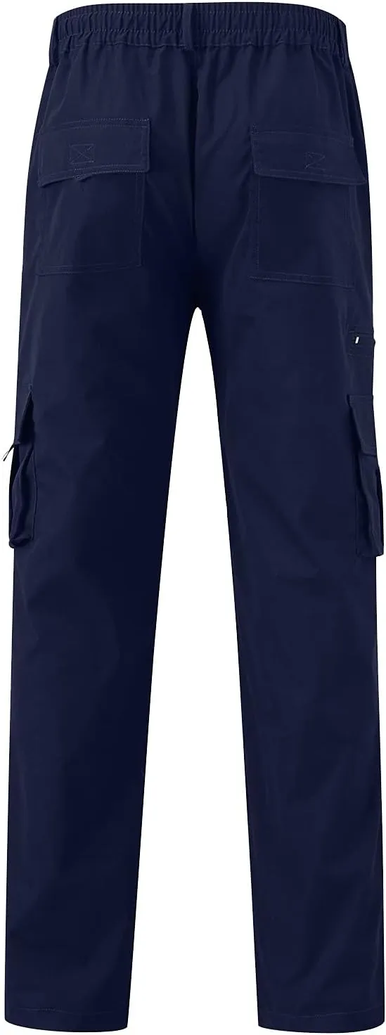 Mens All Season Fit Pants Casual Solid Color Trousers Fashion Overalls Straight Leg Sports Joggers with Pockets