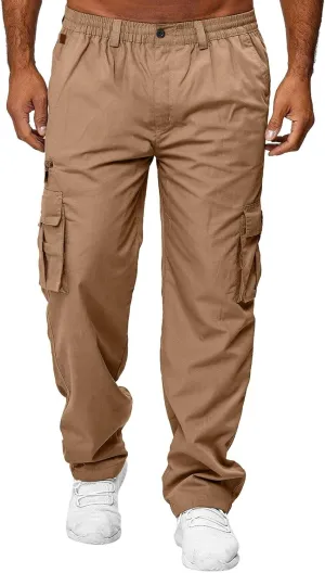 Mens All Season Fit Pants Casual Solid Color Trousers Fashion Overalls Straight Leg Sports Joggers with Pockets