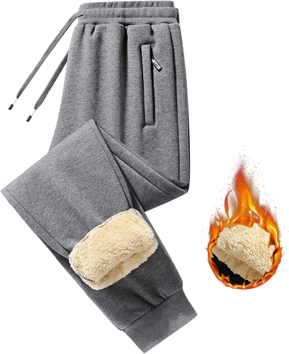 Mens Cargo Sweatpants Baggy Drawstring Joggers Workout Sport Pants Fall Winter Long Trousers with Pockets