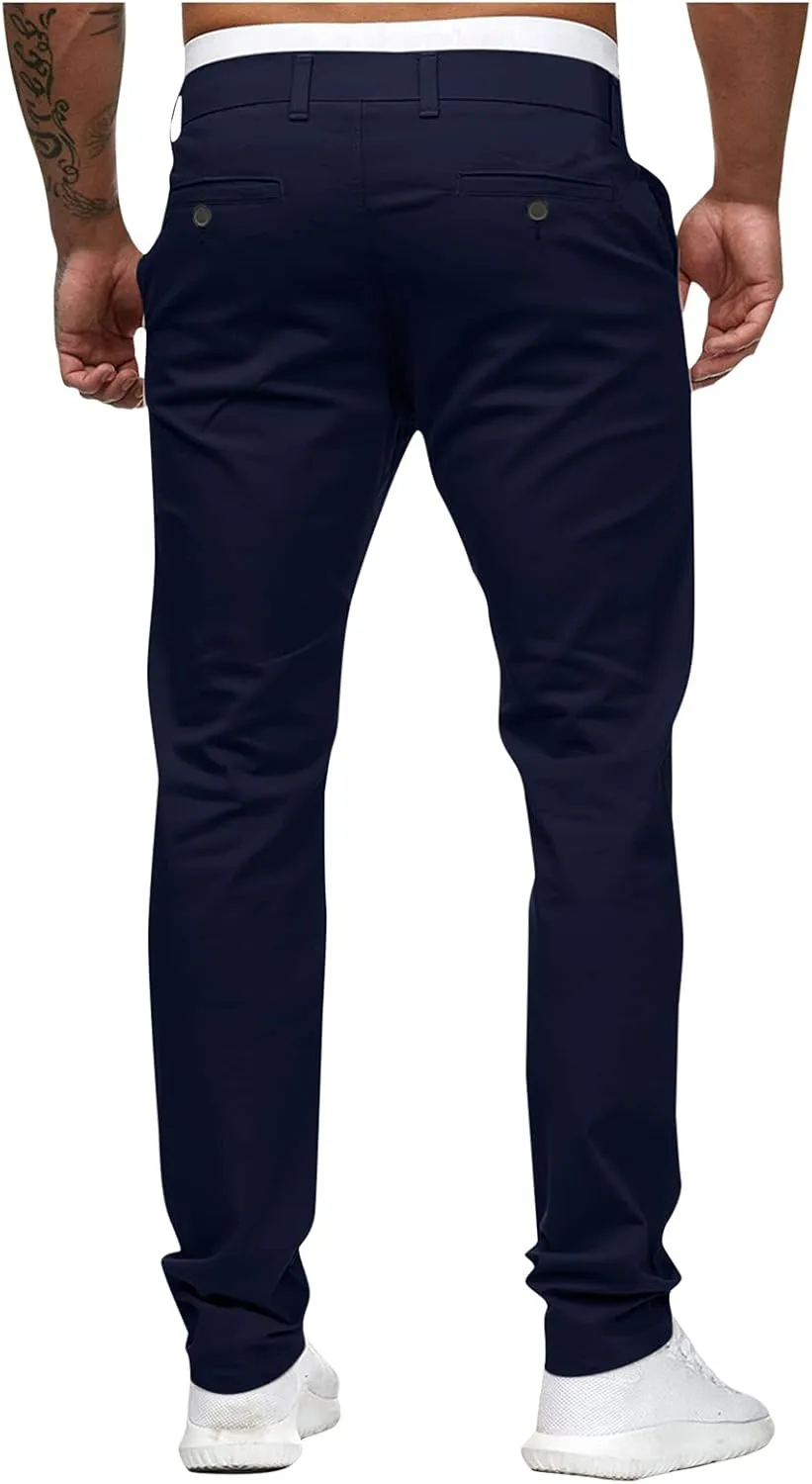 Men's Chino Pants Classic-Fit Casual Stretch Trousers Straight-Fit Wrinkle-Resistant Pants Casual Slim-Fit Pants