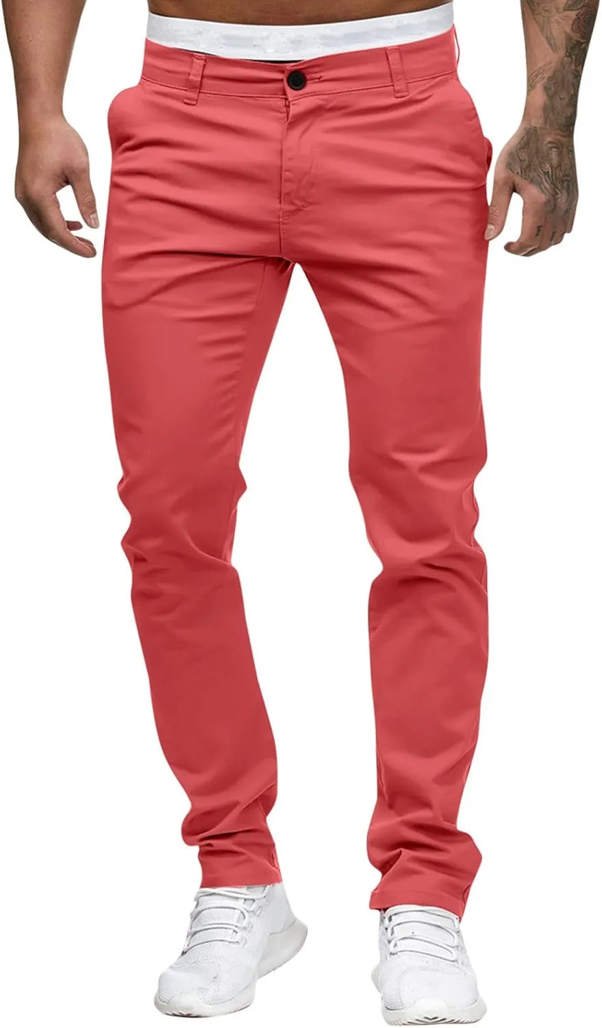 Men's Chino Pants Classic-Fit Casual Stretch Trousers Straight-Fit Wrinkle-Resistant Pants Casual Slim-Fit Pants