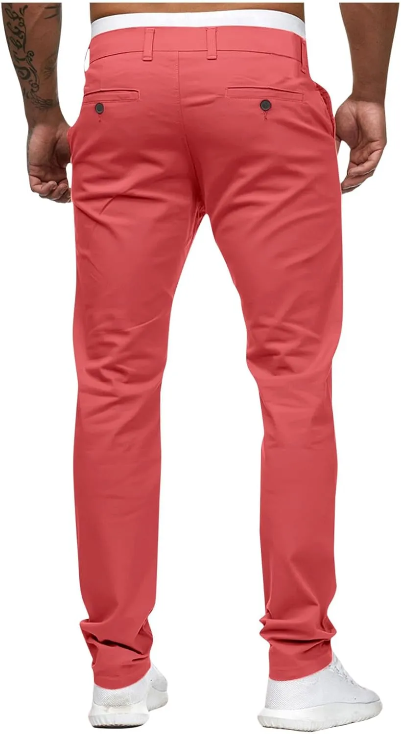 Men's Chino Pants Classic-Fit Casual Stretch Trousers Straight-Fit Wrinkle-Resistant Pants Casual Slim-Fit Pants