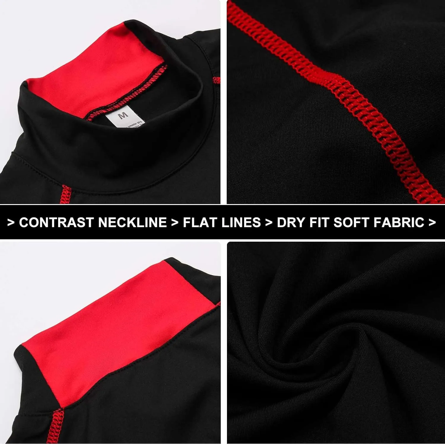 Men's Compression Shirts Long Sleeve Athletic Running Tops Football Turtle Neck Shirts Sport Baselayer Undershirt