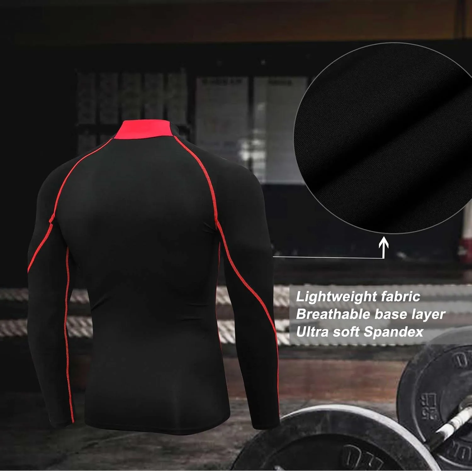 Men's Compression Shirts Long Sleeve Athletic Running Tops Football Turtle Neck Shirts Sport Baselayer Undershirt