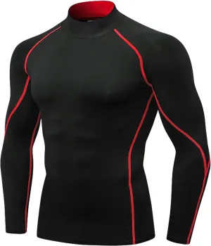 Men's Compression Shirts Long Sleeve Athletic Running Tops Football Turtle Neck Shirts Sport Baselayer Undershirt