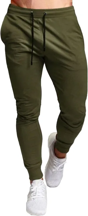 Men's Elastic Waist Slim Fit Athletic Pants Stylish Comfort Basic Pants Casual Solid Hiking Jogging Trousers