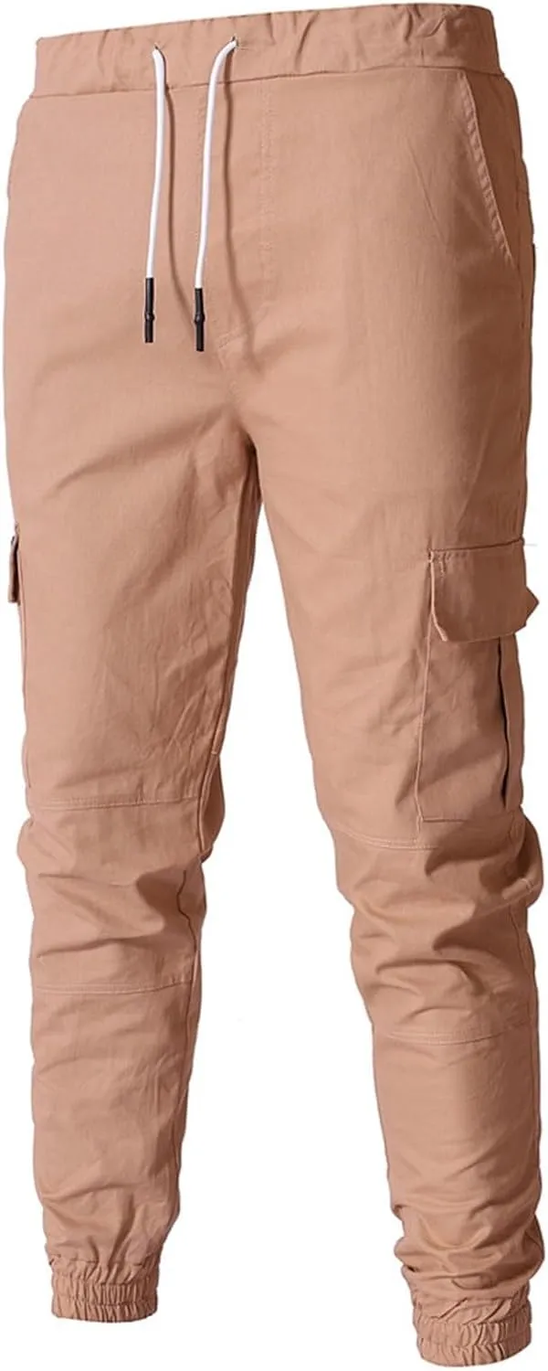 Men's Fashion Sport Sweatpants Drawstring Elastic Waist Slim Fit Joggers Hiking Trousers Athletic Pants Overalls