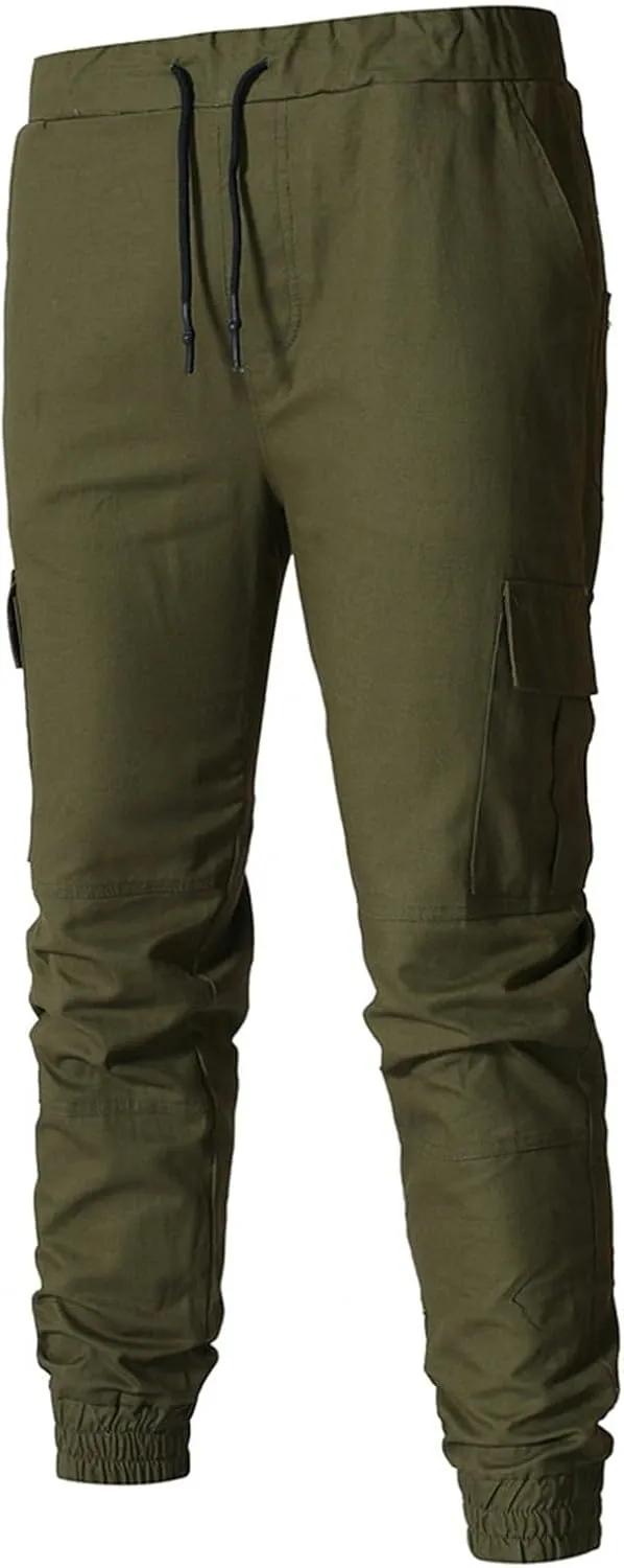 Men's Fashion Sport Sweatpants Drawstring Elastic Waist Slim Fit Joggers Hiking Trousers Athletic Pants Overalls