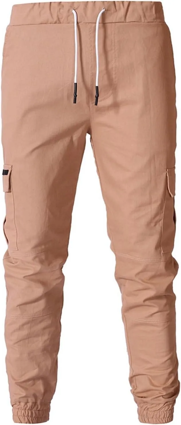 Men's Fashion Sport Sweatpants Drawstring Elastic Waist Slim Fit Joggers Hiking Trousers Athletic Pants Overalls
