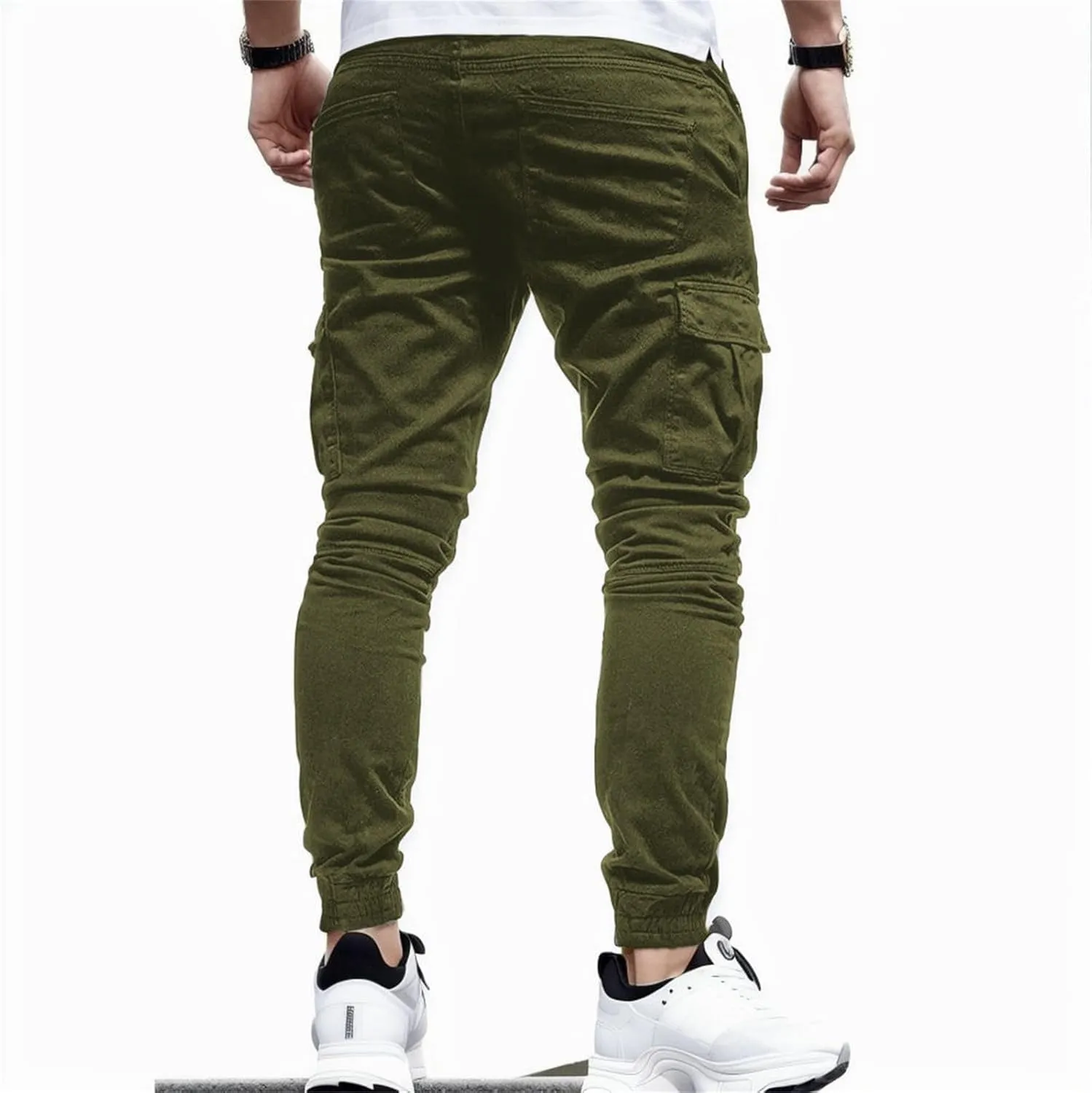 Men's Fashion Sport Sweatpants Drawstring Elastic Waist Slim Fit Joggers Hiking Trousers Athletic Pants Overalls