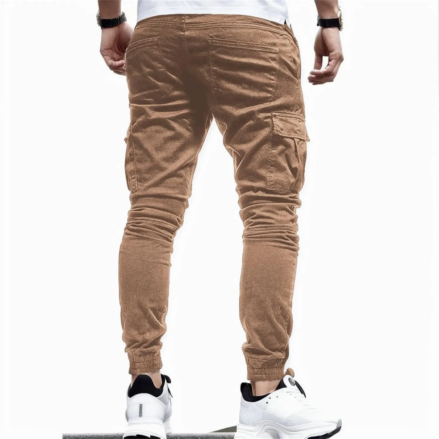 Men's Fashion Sport Sweatpants Drawstring Elastic Waist Slim Fit Joggers Hiking Trousers Athletic Pants Overalls