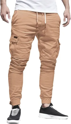 Men's Fashion Sport Sweatpants Drawstring Elastic Waist Slim Fit Joggers Hiking Trousers Athletic Pants Overalls