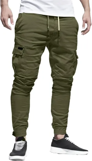 Men's Fashion Sport Sweatpants Drawstring Elastic Waist Slim Fit Joggers Hiking Trousers Athletic Pants Overalls