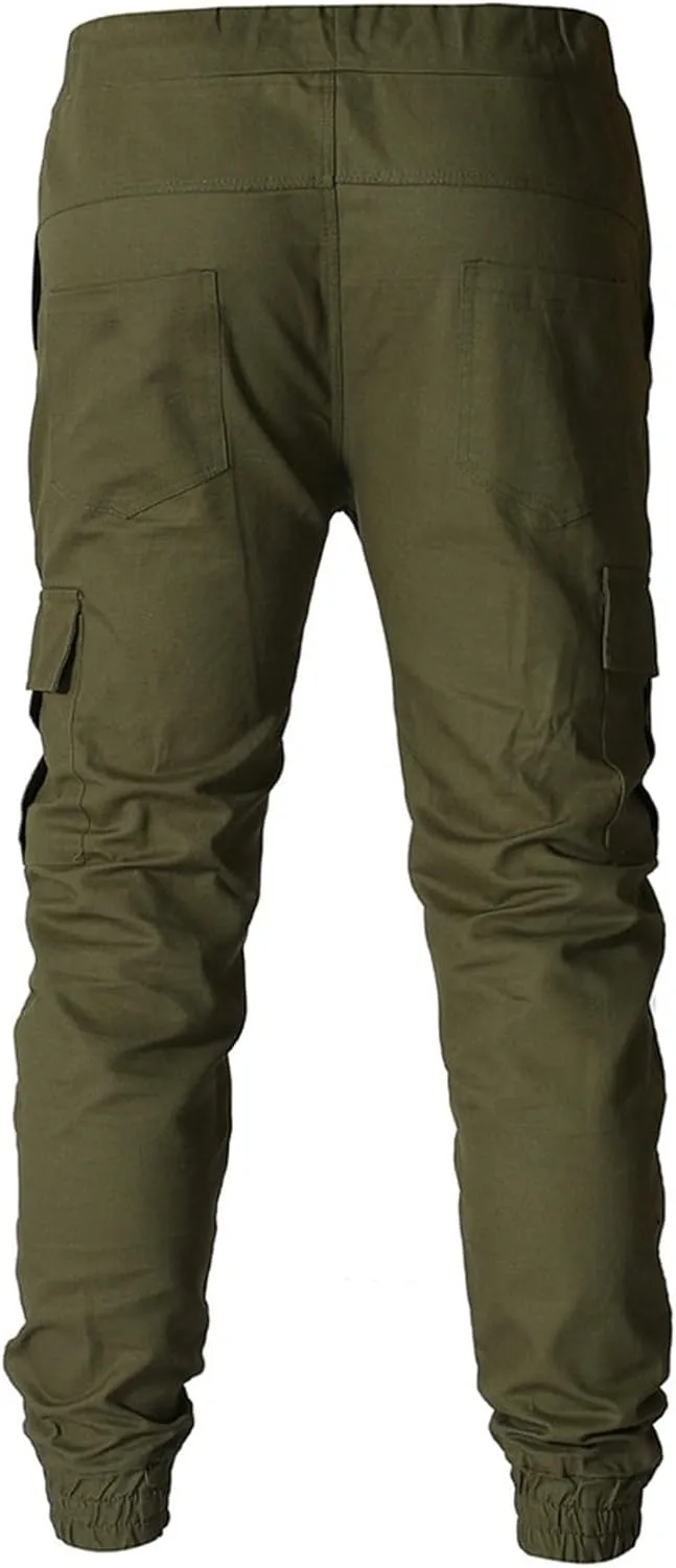 Men's Fashion Sport Sweatpants Drawstring Elastic Waist Slim Fit Joggers Hiking Trousers Athletic Pants Overalls