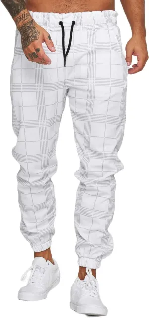 Men's Fashion Stretch Pants Slim Fit Plaid Skinny Long Pants Casual Business Cozy Golf Sweatpants