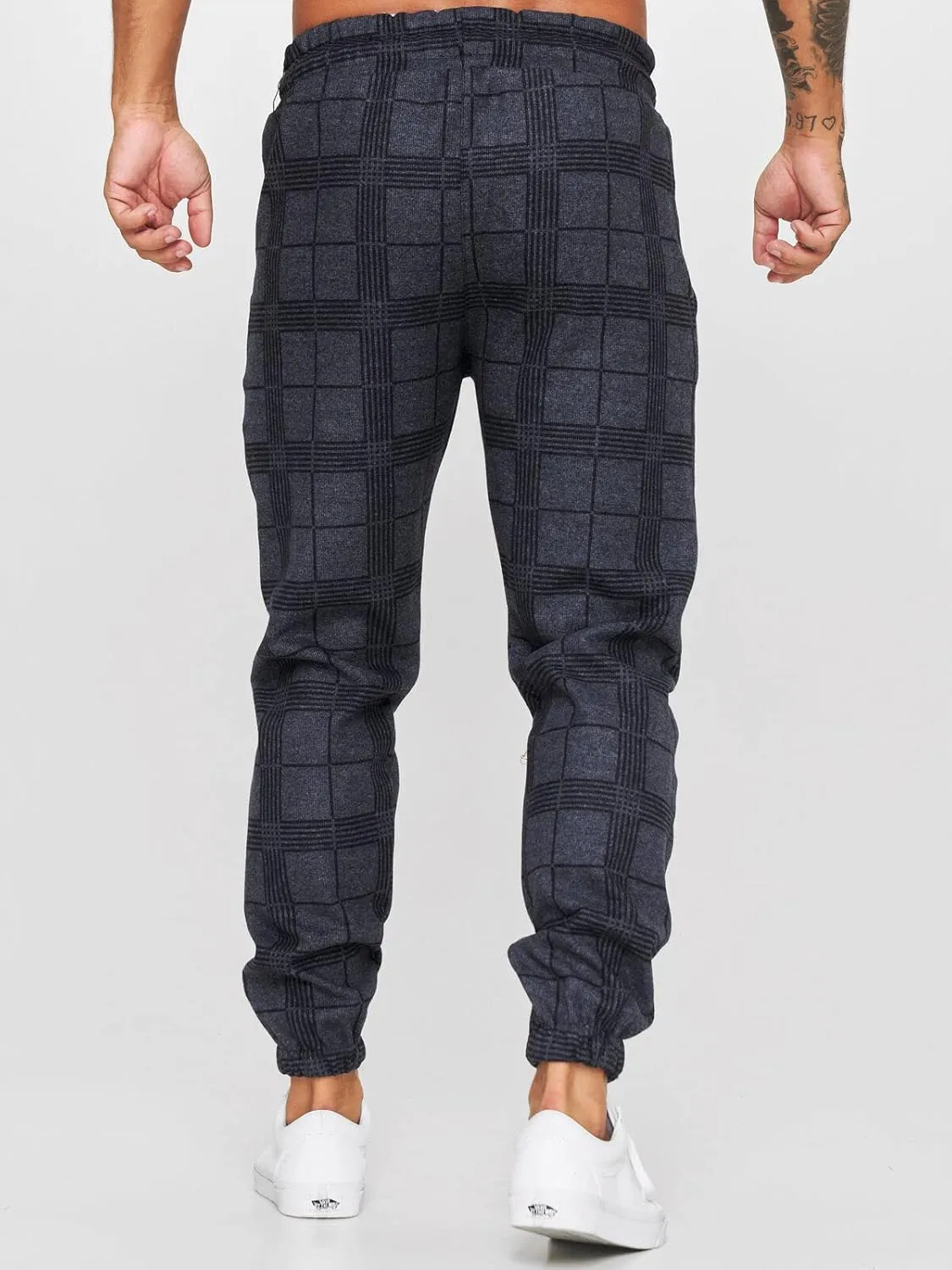 Men's Fashion Stretch Pants Slim Fit Plaid Skinny Long Pants Casual Business Cozy Golf Sweatpants