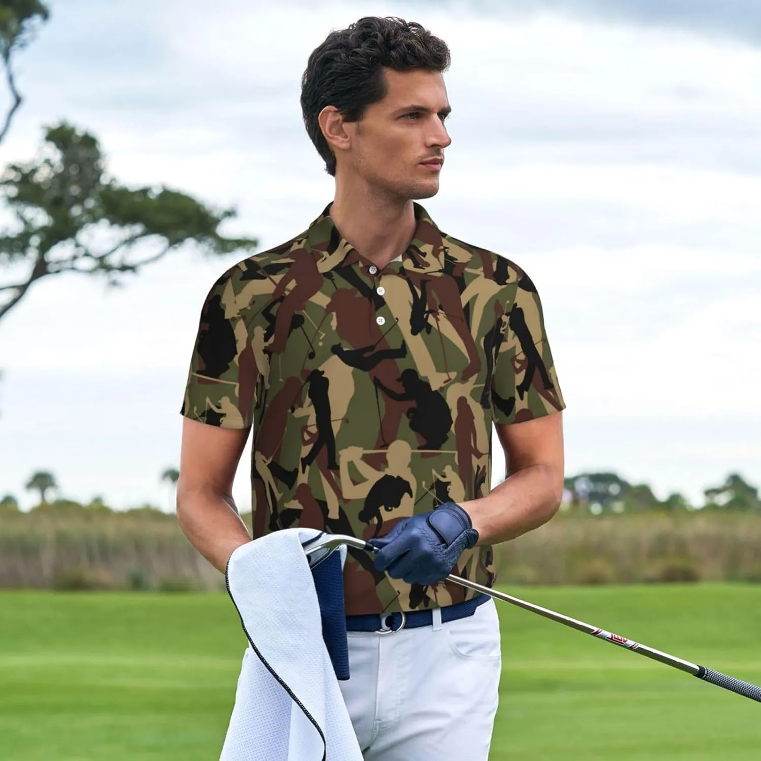Men's Funny Golf Shirts Hawaiian Polo Shirts Short Sleeve Performance Moisture Wicking Dry Fit Beach Summer Golf Polo Shirts