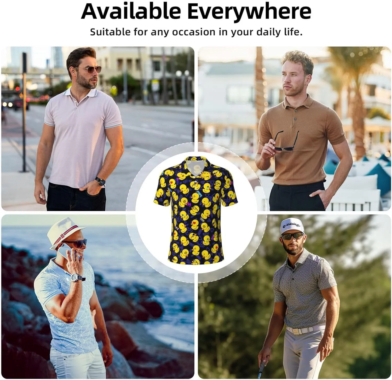 Mens Golf Shirts Funny Golf Shirts for Men Polo Shirts Casual Short Sleeve Performance Moisture Wicking Quick Dry Fit Polos