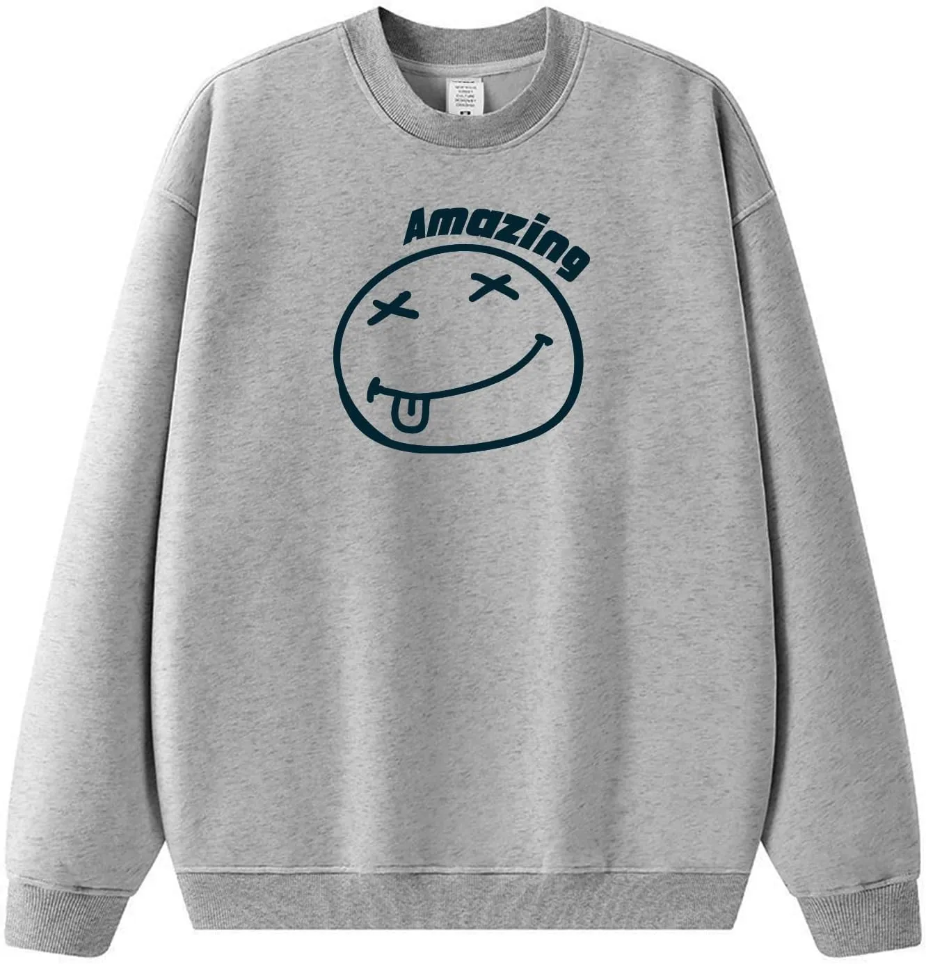 Men's Graphic Printed Crewneck Sweatshirts Oversized Pullover Drop Shoulder Long Sleeve Casual T-shirts Tops