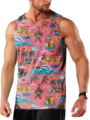 Men's Graphic Tank Tops Quick Dry Workout Beach Shirts Sleeveless Shirts for Bodybuilding Gym Fitness Training