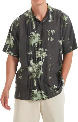 Men's Hawaiian Floral Shirts Silk Short Sleeve Button Down Casual Tropical Beach Holiday Shirts