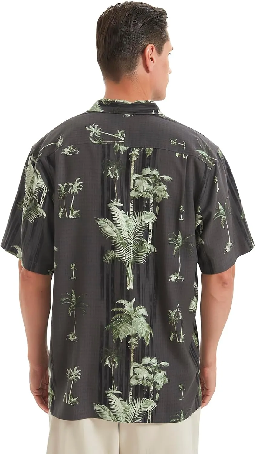 Men's Hawaiian Floral Shirts Silk Short Sleeve Button Down Casual Tropical Beach Holiday Shirts