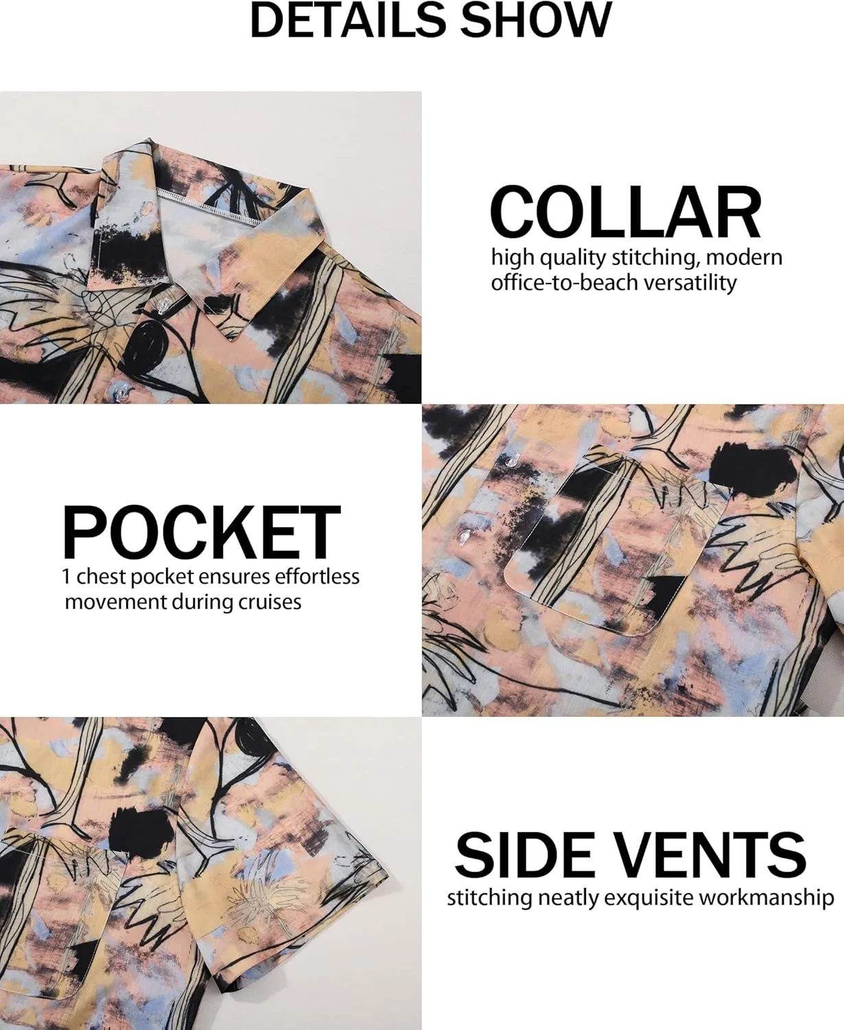 Mens Hawaiian Shirts Short Sleeve Button Down Tropical Shirts Casual Beach Shirt Men