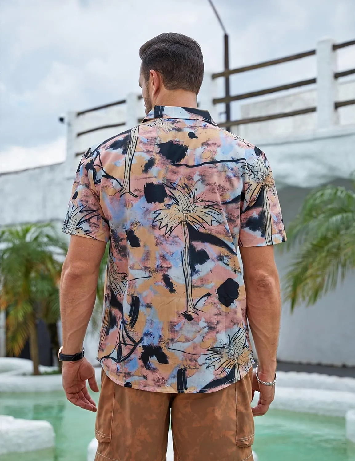 Mens Hawaiian Shirts Short Sleeve Button Down Tropical Shirts Casual Beach Shirt Men