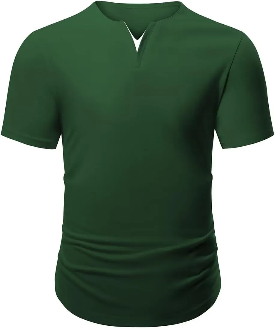 Mens Henley Shirts Short Sleeve Summer Casual V Neck Cotton Tee Shirts