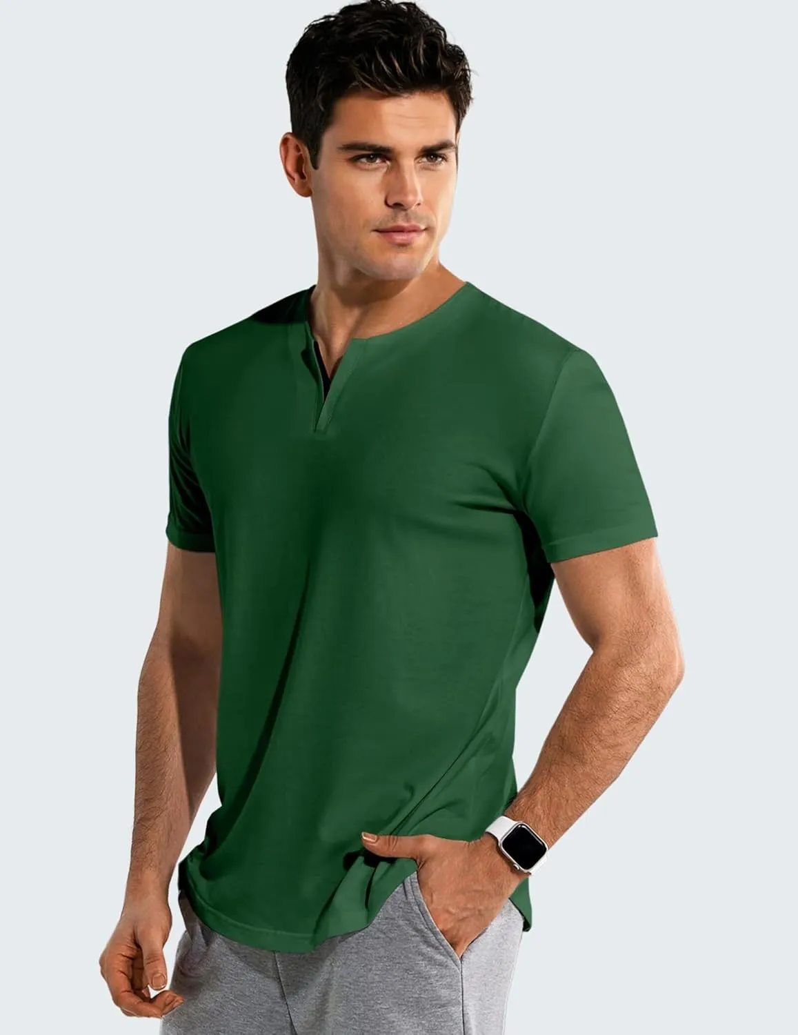 Mens Henley Shirts Short Sleeve Summer Casual V Neck Cotton Tee Shirts