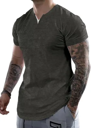 Mens Henley Shirts Short Sleeve Summer Casual V Neck Cotton Tee Shirts