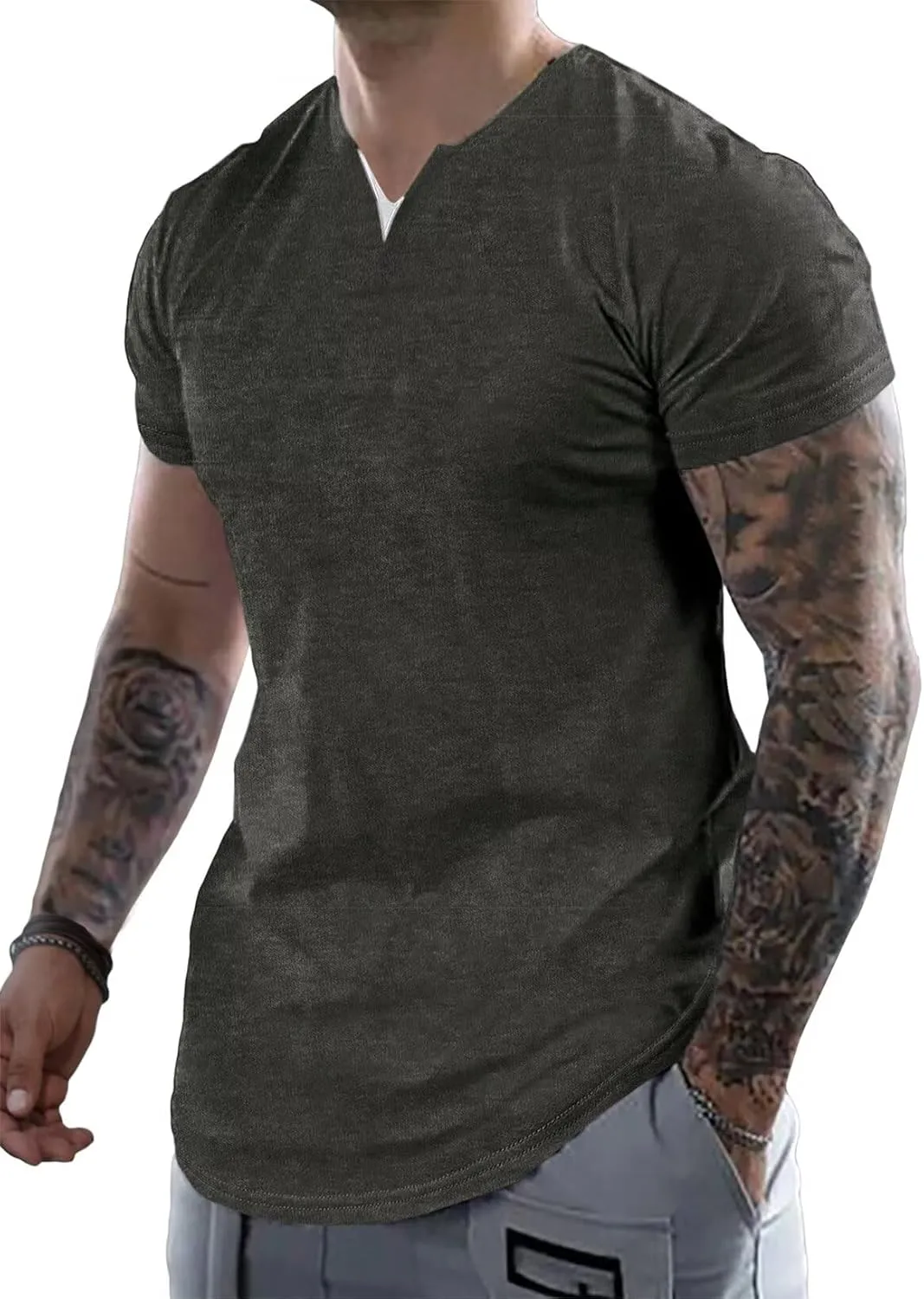 Mens Henley Shirts Short Sleeve Summer Casual V Neck Cotton Tee Shirts