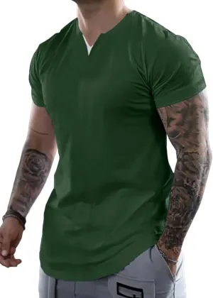 Mens Henley Shirts Short Sleeve Summer Casual V Neck Cotton Tee Shirts