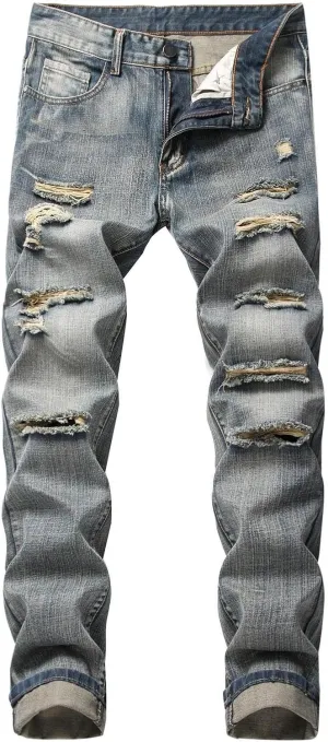 Men's Jeans Stretch Straight Wash Casual Sport Slim Fit Jeans Drawstring Elasticated Waist Denim Pants with Pockets
