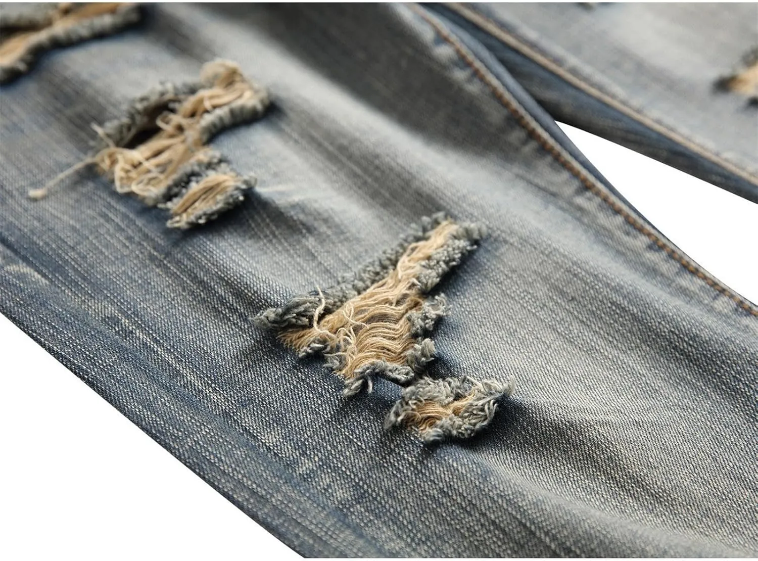 Men's Jeans Stretch Straight Wash Casual Sport Slim Fit Jeans Drawstring Elasticated Waist Denim Pants with Pockets