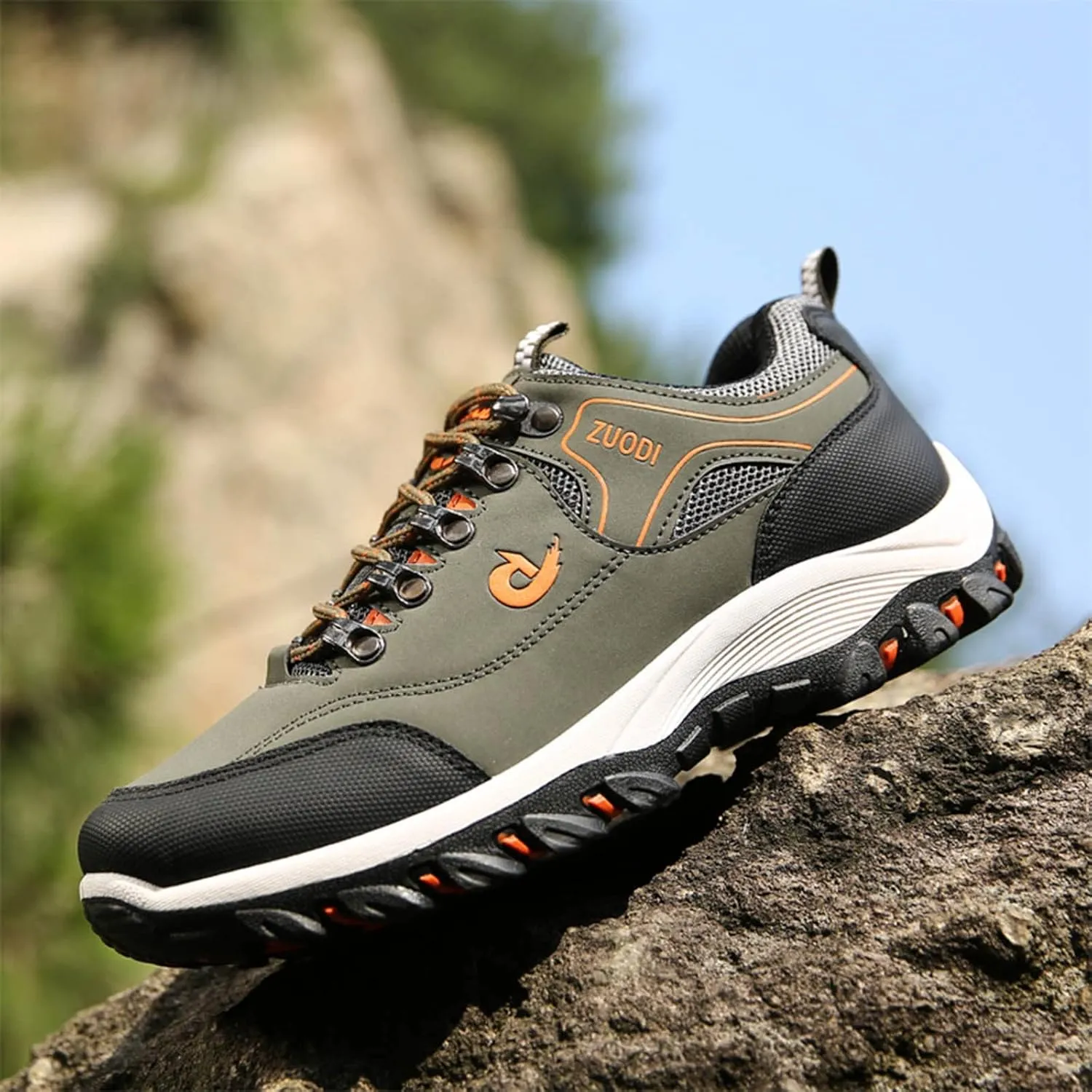 Men's Lace Up Sneaker Waterproof Orthopedic Sneakers with Arch Support Comfortable Non Slip Walking Shoes Slip On Running Shoes