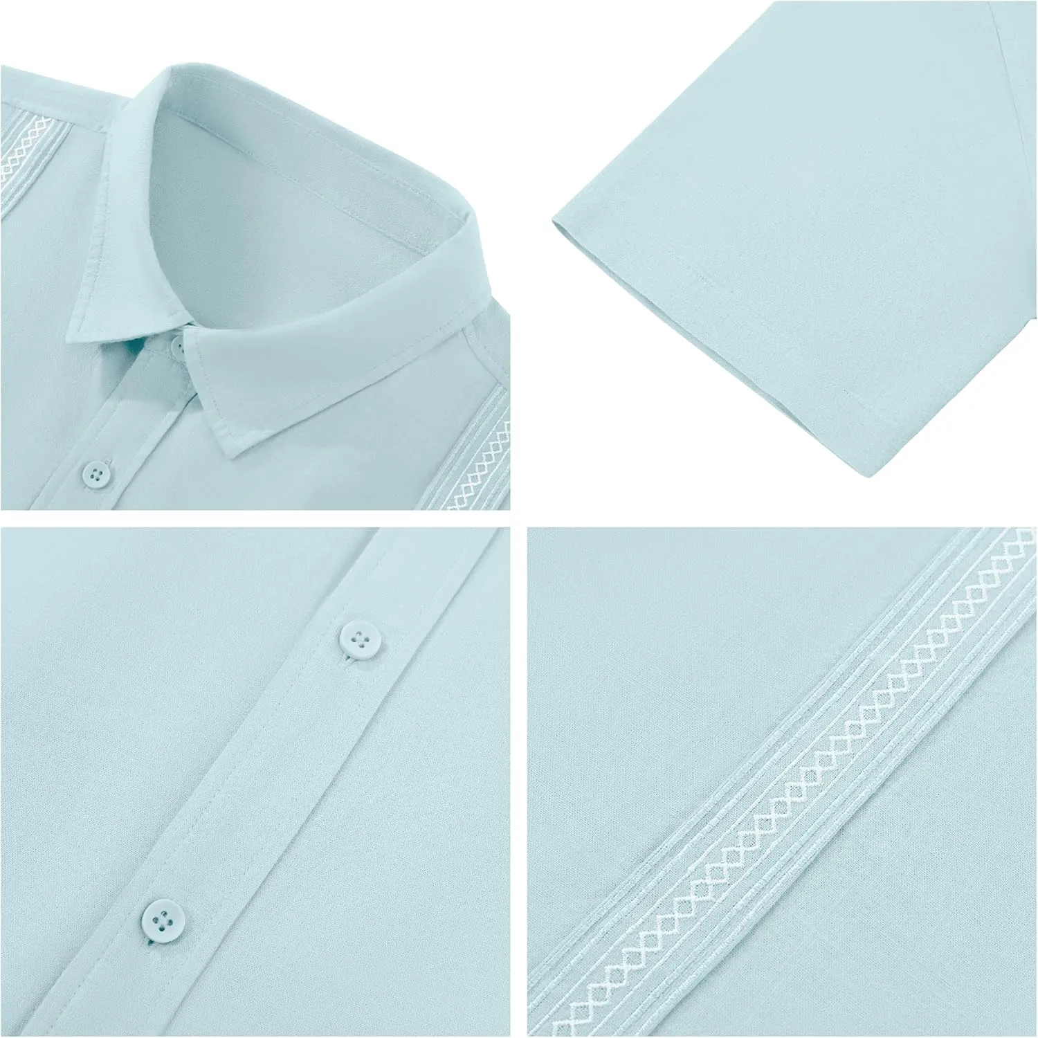 Mens Linen Cuban Guayabera Button Down Shirts Short Sleeve Casual Summer Beach Tops