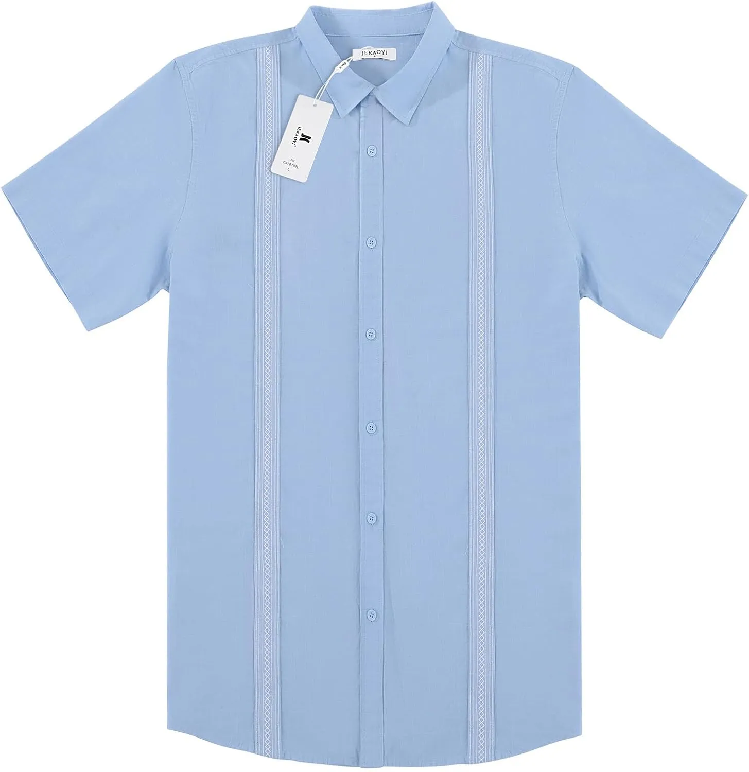 Mens Linen Cuban Guayabera Button Down Shirts Short Sleeve Casual Summer Beach Tops