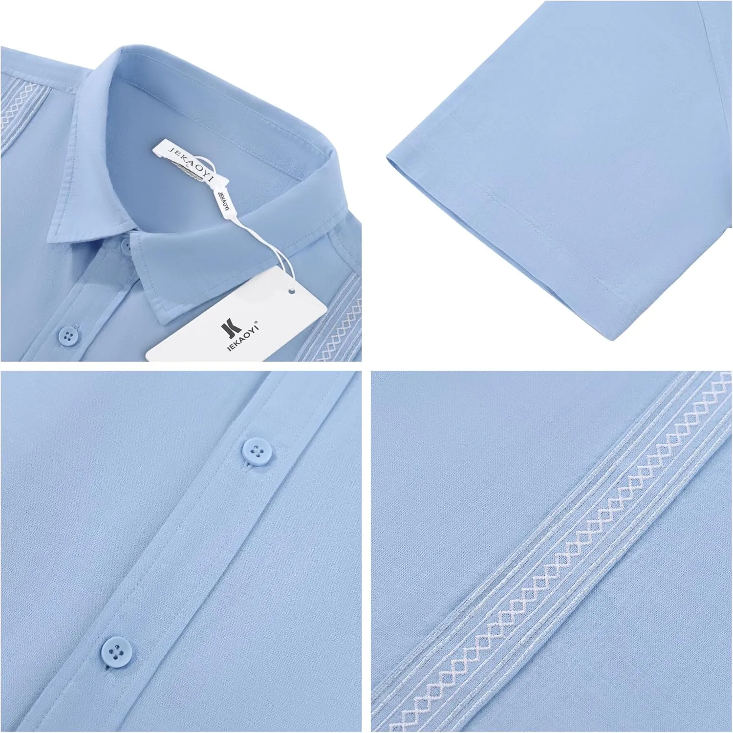 Mens Linen Cuban Guayabera Button Down Shirts Short Sleeve Casual Summer Beach Tops
