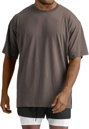 Men's Oversized Workout T-Shirts Lightweight Quick Dry Short Sleeve Tshirts Crew Neck Loose Fit Athletic Tops