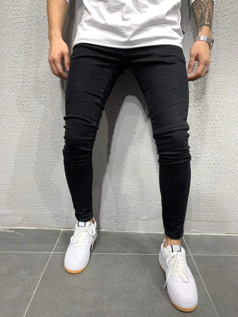 Men's Ripped Jeans Slim Fit Skinny Denim Stretch Tapered Jean Pants Fashion Casual Jean Pants