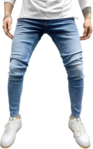 Men's Ripped Jeans Slim Fit Skinny Denim Stretch Tapered Jean Pants Fashion Casual Jean Pants