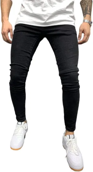 Men's Ripped Jeans Slim Fit Skinny Denim Stretch Tapered Jean Pants Fashion Casual Jean Pants