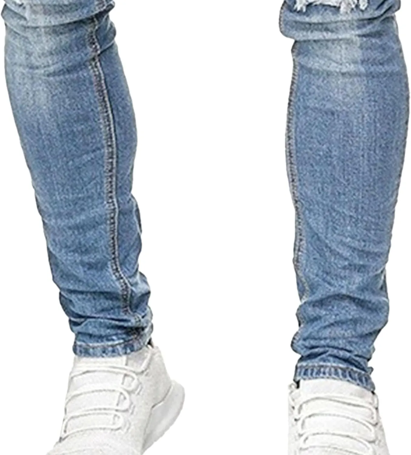 Men's Skinny Distressed Vintage Jeans Ripped Casual Outdoor Denim Pants Slim Fit Stretch Jeans Trouser