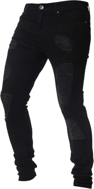 Men's Skinny Stylish Ripped Casual Jeans Distressed Slim Fit Lightweight Denim Pants Stretch Hip Hop Jeans Trouser